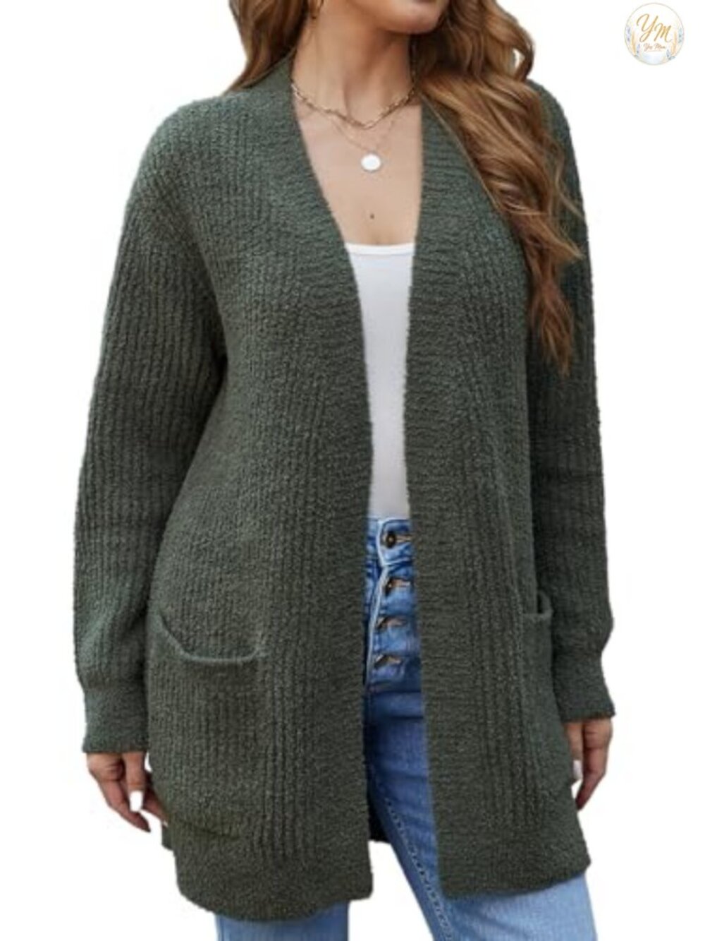 Women's Microfiber Cardigan Sweater with Pockets Long Sleeve Open Front